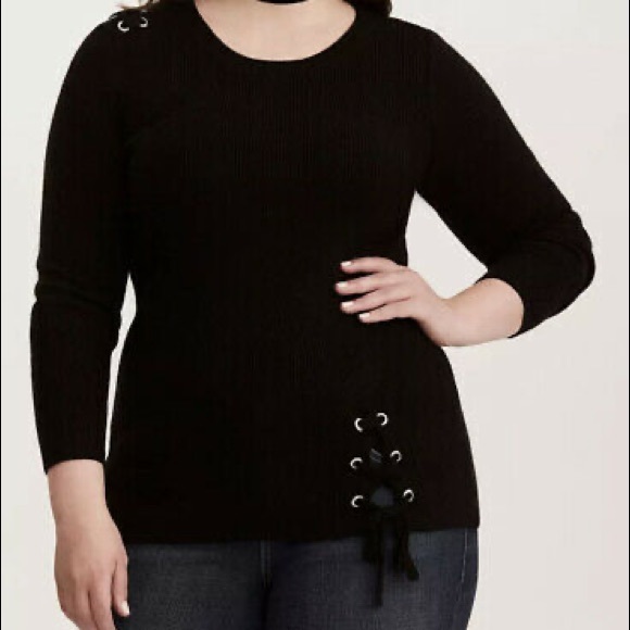 torrid Sweaters - Sz 2 Torrid Black Sweater with Corset Details